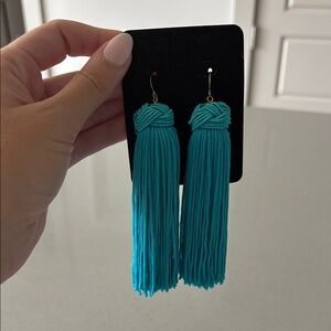 Elegant Turquoise Tassel Earrings